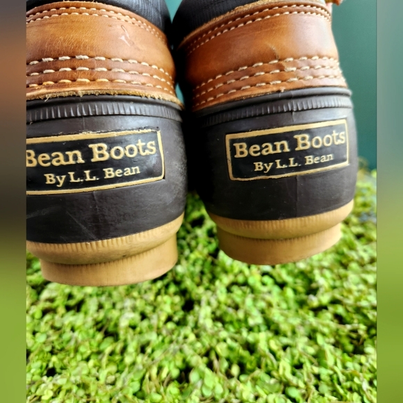 HIP L.L. BEAN Hunting Boots Maine Lace Dark Brown Tan Leather Duck Shoes 10W 9M - Picture 10 of 12